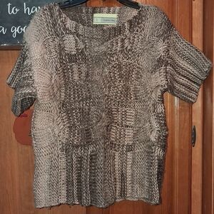 Callie Mac Mohair And Wool Blend Women's Brown Cable Knit Sweater Size Sm/Med